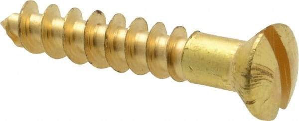 Value Collection - #8, 1" Length Under Head, Slotted Drive, Oval Head Wood Screw - ASME B18.6.1, Brass - USA Tool & Supply