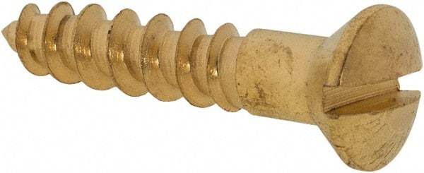 Value Collection - #10, 1" Length Under Head, Slotted Drive, Oval Head Wood Screw - ASME B18.6.1, Brass - USA Tool & Supply