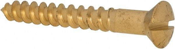 Value Collection - #10, 1-1/2" Length Under Head, Slotted Drive, Oval Head Wood Screw - ASME B18.6.1, Brass - USA Tool & Supply