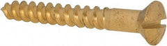 Value Collection - #10, 1-1/2" Length Under Head, Slotted Drive, Oval Head Wood Screw - ASME B18.6.1, Brass - USA Tool & Supply