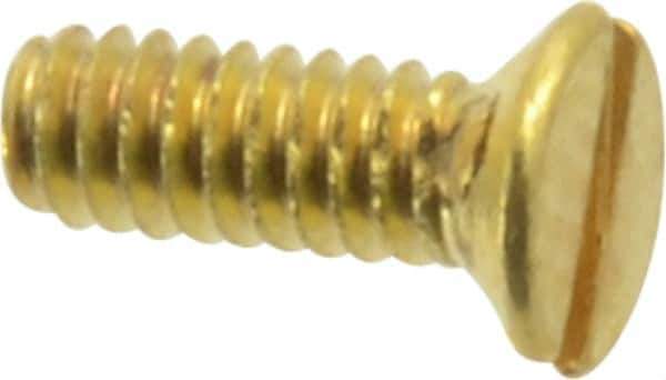 Value Collection - #2-56 UNC, 1/4" OAL Slotted Drive Machine Screw - Flat Head, Brass, Uncoated, Without Washer - USA Tool & Supply