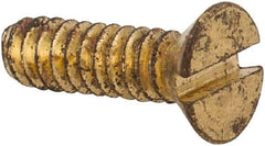 Value Collection - #4-40 UNC, 3/8" OAL Slotted Drive Machine Screw - Flat Head, Brass, Without Washer - USA Tool & Supply