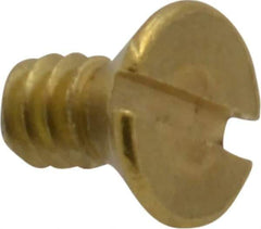 Value Collection - #6-32 UNC, 1/4" OAL Slotted Drive Machine Screw - Flat Head, Brass, Without Washer - USA Tool & Supply
