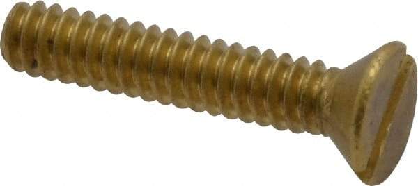 Value Collection - #6-32 UNC, 3/4" OAL Slotted Drive Machine Screw - Flat Head, Brass, Without Washer - USA Tool & Supply