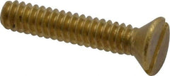 Value Collection - #6-32 UNC, 3/4" OAL Slotted Drive Machine Screw - Flat Head, Brass, Without Washer - USA Tool & Supply