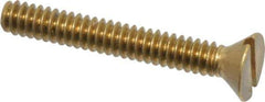 Value Collection - #6-32 UNC, 1" OAL Slotted Drive Machine Screw - Flat Head, Brass, Without Washer - USA Tool & Supply