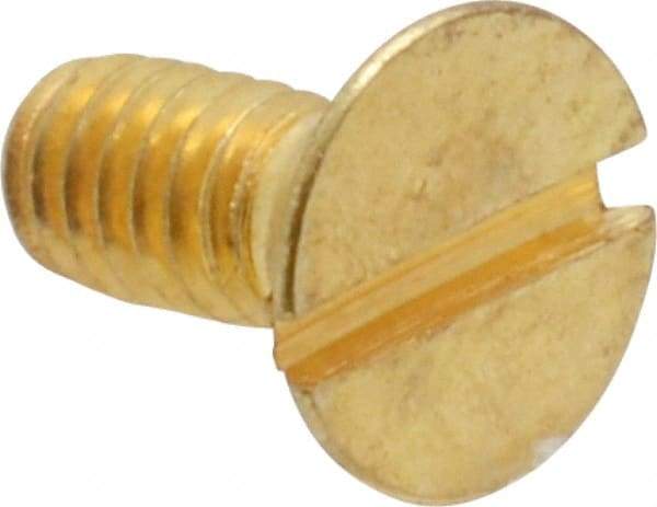 Value Collection - #8-32 UNC, 3/8" OAL Slotted Drive Machine Screw - Flat Head, Brass, Without Washer - USA Tool & Supply