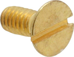 Value Collection - #8-32 UNC, 3/8" OAL Slotted Drive Machine Screw - Flat Head, Brass, Without Washer - USA Tool & Supply