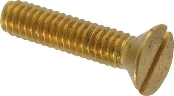 Value Collection - #8-32 UNC, 3/4" OAL Slotted Drive Machine Screw - Flat Head, Brass, Without Washer - USA Tool & Supply