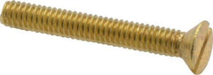 Value Collection - #8-32 UNC, 1-1/4" OAL Slotted Drive Machine Screw - Flat Head, Brass, Without Washer - USA Tool & Supply