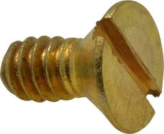 Value Collection - #10-24 UNC, 3/8" OAL Slotted Drive Machine Screw - Flat Head, Brass, Without Washer - USA Tool & Supply
