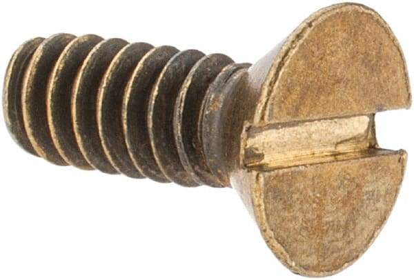 Value Collection - #10-24 UNC, 1/2" OAL Slotted Drive Machine Screw - Flat Head, Brass, Without Washer - USA Tool & Supply