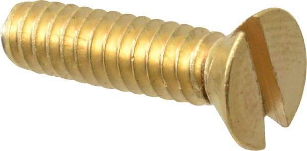 Value Collection - #10-24 UNC, 3/4" OAL Slotted Drive Machine Screw - Flat Head, Brass, Without Washer - USA Tool & Supply