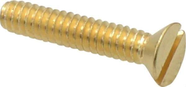 Value Collection - #10-24 UNC, 1" OAL Slotted Drive Machine Screw - Flat Head, Brass, Without Washer - USA Tool & Supply