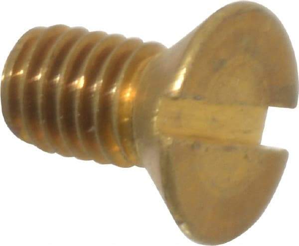 Value Collection - #10-32 UNF, 3/8" OAL Slotted Drive Machine Screw - Flat Head, Brass, Without Washer - USA Tool & Supply