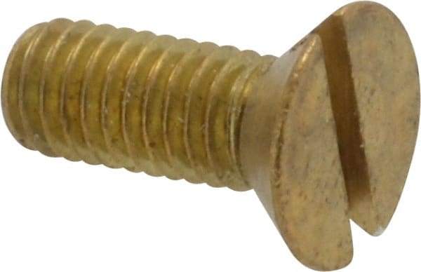 Value Collection - #10-32 UNF, 1/2" OAL Slotted Drive Machine Screw - Flat Head, Brass, Without Washer - USA Tool & Supply