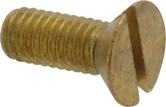 Value Collection - #10-32 UNF, 1/2" OAL Slotted Drive Machine Screw - Flat Head, Brass, Without Washer - USA Tool & Supply
