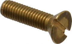 Value Collection - #10-32 UNF, 3/4" OAL Slotted Drive Machine Screw - Flat Head, Brass, Without Washer - USA Tool & Supply