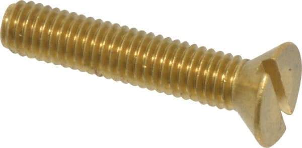 Value Collection - #10-32 UNF, 1" OAL Slotted Drive Machine Screw - Flat Head, Brass, Without Washer - USA Tool & Supply