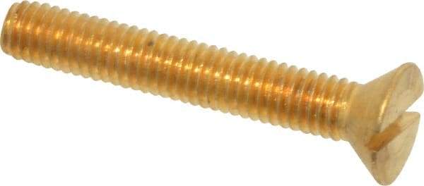 Value Collection - #10-32 UNF, 1-1/4" OAL Slotted Drive Machine Screw - Flat Head, Brass, Without Washer - USA Tool & Supply