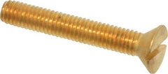Value Collection - #10-32 UNF, 1-1/4" OAL Slotted Drive Machine Screw - Flat Head, Brass, Without Washer - USA Tool & Supply