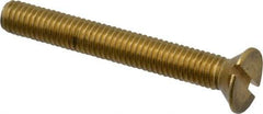 Value Collection - #10-32 UNF, 1-1/2" OAL Slotted Drive Machine Screw - Flat Head, Brass, Without Washer - USA Tool & Supply