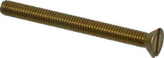 Value Collection - #10-32 UNF, 2" OAL Slotted Drive Machine Screw - Flat Head, Brass, Without Washer - USA Tool & Supply