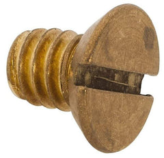 Value Collection - 1/4-20 UNC, 3/8" OAL Slotted Drive Machine Screw - Flat Head, Brass, Uncoated, Without Washer - USA Tool & Supply