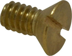 Value Collection - 1/4-20 UNC, 1/2" OAL Slotted Drive Machine Screw - Flat Head, Brass, Without Washer - USA Tool & Supply
