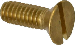 Value Collection - 1/4-20 UNC, 3/4" OAL Slotted Drive Machine Screw - Flat Head, Brass, Without Washer - USA Tool & Supply