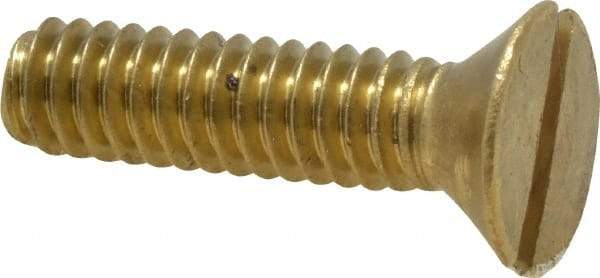 Value Collection - 1/4-20 UNC, 1" OAL Slotted Drive Machine Screw - Flat Head, Brass, Without Washer - USA Tool & Supply