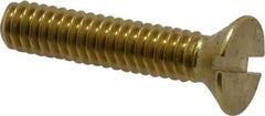 Value Collection - 1/4-20 UNC, 1-1/4" OAL Slotted Drive Machine Screw - Flat Head, Brass, Without Washer - USA Tool & Supply