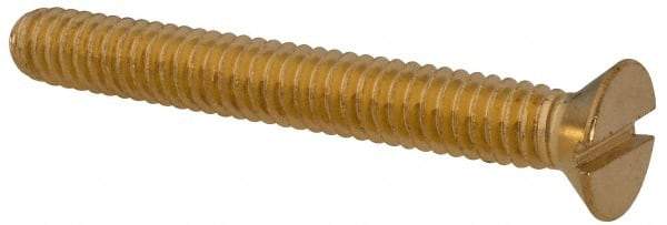 Value Collection - 1/4-20 UNC, 2" OAL Slotted Drive Machine Screw - Flat Head, Brass, Without Washer - USA Tool & Supply