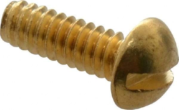 Value Collection - #2-56 UNC, 1/4" Length Under Head Slotted Drive Machine Screw - Round Head, Brass, Uncoated, Without Washer - USA Tool & Supply