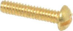 Value Collection - #2-56 UNC, 3/8" Length Under Head Slotted Drive Machine Screw - Round Head, Brass, Uncoated, Without Washer - USA Tool & Supply
