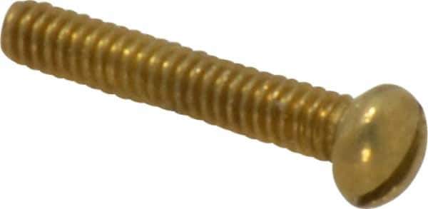 Value Collection - #2-56 UNC, 1/2" Length Under Head Slotted Drive Machine Screw - Round Head, Brass, Uncoated, Without Washer - USA Tool & Supply