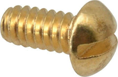 Value Collection - #4-40 UNC, 1/4" Length Under Head Slotted Drive Machine Screw - Round Head, Brass, Without Washer - USA Tool & Supply