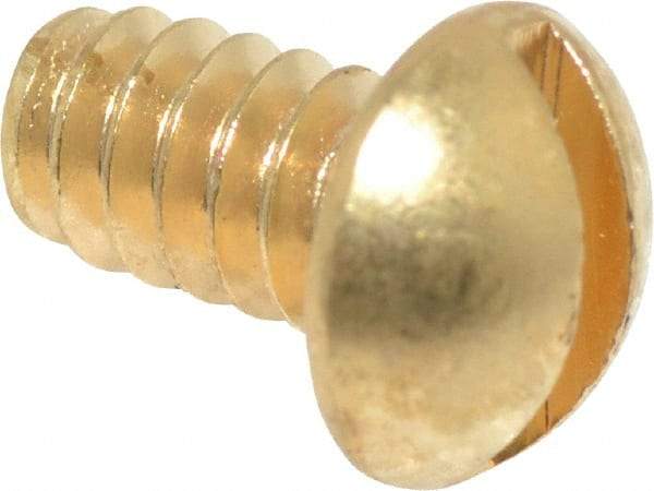 Value Collection - #6-32 UNC, 1/4" Length Under Head Slotted Drive Machine Screw - Round Head, Brass, Without Washer - USA Tool & Supply