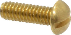Value Collection - #8-32 UNC, 1/2" Length Under Head Slotted Drive Machine Screw - Round Head, Brass, Without Washer - USA Tool & Supply