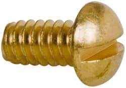 Value Collection - #10-24 UNC, 3/8" Length Under Head Slotted Drive Machine Screw - Round Head, Brass, Without Washer - USA Tool & Supply