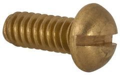 Value Collection - #10-24 UNC, 1/2" Length Under Head Slotted Drive Machine Screw - Round Head, Brass, Without Washer - USA Tool & Supply