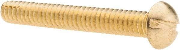 Value Collection - #10-24 UNC, 1-1/2" Length Under Head Slotted Drive Machine Screw - Round Head, Brass, Without Washer - USA Tool & Supply