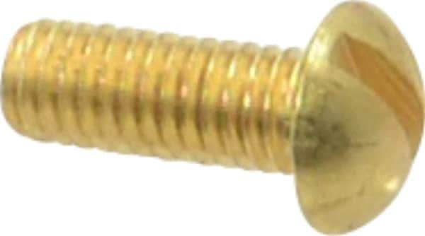 Value Collection - #10-32 UNF, 1/2" Length Under Head Slotted Drive Machine Screw - Round Head, Brass, Without Washer - USA Tool & Supply