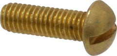 Value Collection - #10-32 UNF, 5/8" Length Under Head Slotted Drive Machine Screw - Round Head, Brass, Without Washer - USA Tool & Supply