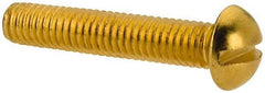 Value Collection - #10-32 UNF, 1" Length Under Head Slotted Drive Machine Screw - Round Head, Brass, Without Washer - USA Tool & Supply