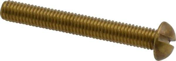Value Collection - #10-32 UNF, 1-1/2" Length Under Head Slotted Drive Machine Screw - Round Head, Brass, Without Washer - USA Tool & Supply