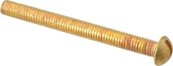 Value Collection - #10-32 UNF, 2" Length Under Head Slotted Drive Machine Screw - Round Head, Brass, Without Washer - USA Tool & Supply