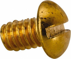 Value Collection - 1/4-20 UNC, 3/8" Length Under Head Slotted Drive Machine Screw - Round Head, Brass, Uncoated, Without Washer - USA Tool & Supply