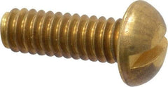 Value Collection - 1/4-20 UNC, 3/4" Length Under Head Slotted Drive Machine Screw - Round Head, Brass, Without Washer - USA Tool & Supply