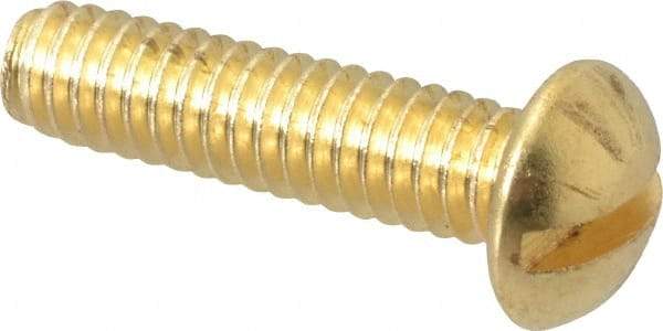 Value Collection - 1/4-20 UNC, 1" Length Under Head Slotted Drive Machine Screw - Round Head, Brass, Without Washer - USA Tool & Supply